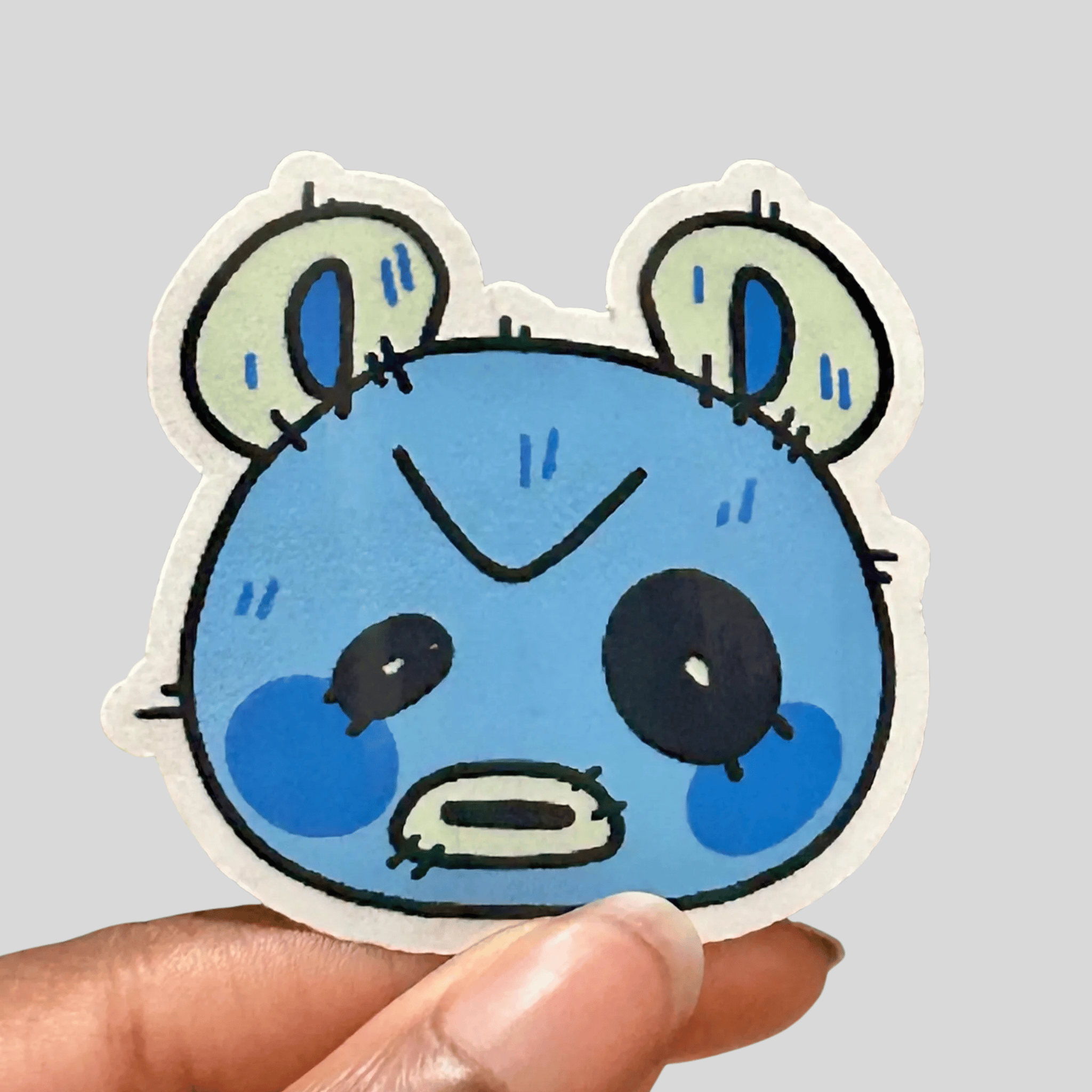 Waterproof Sticker of an Angry Blue Bear