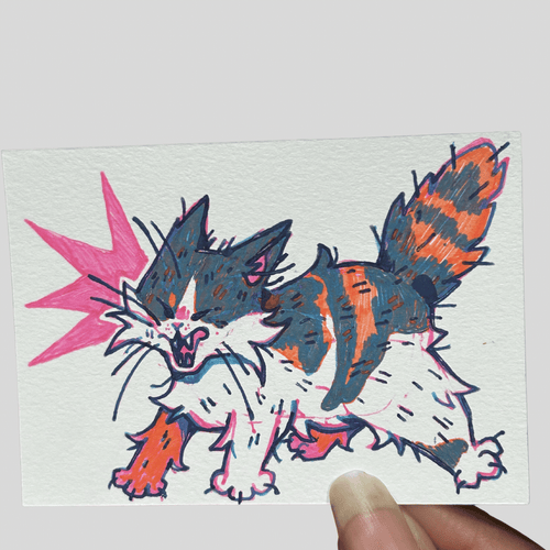 ACEO Miniature Art, original art, Angry Kitty