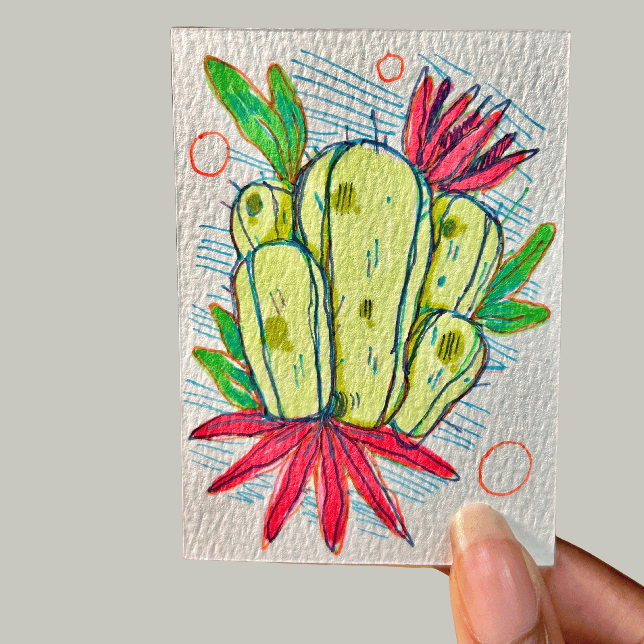 ACEO Miniature Art, original art, Cacti