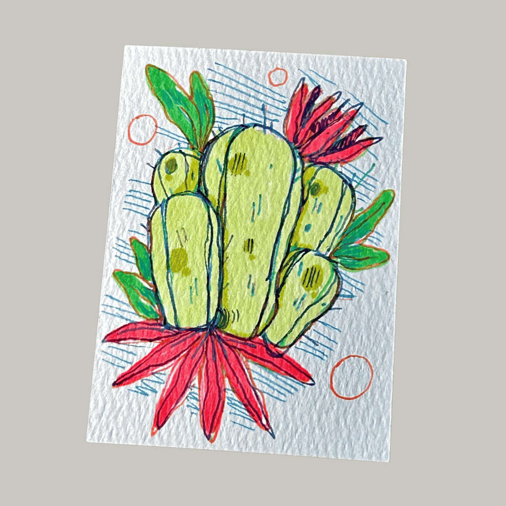 ACEO Miniature Art, original art, Cacti