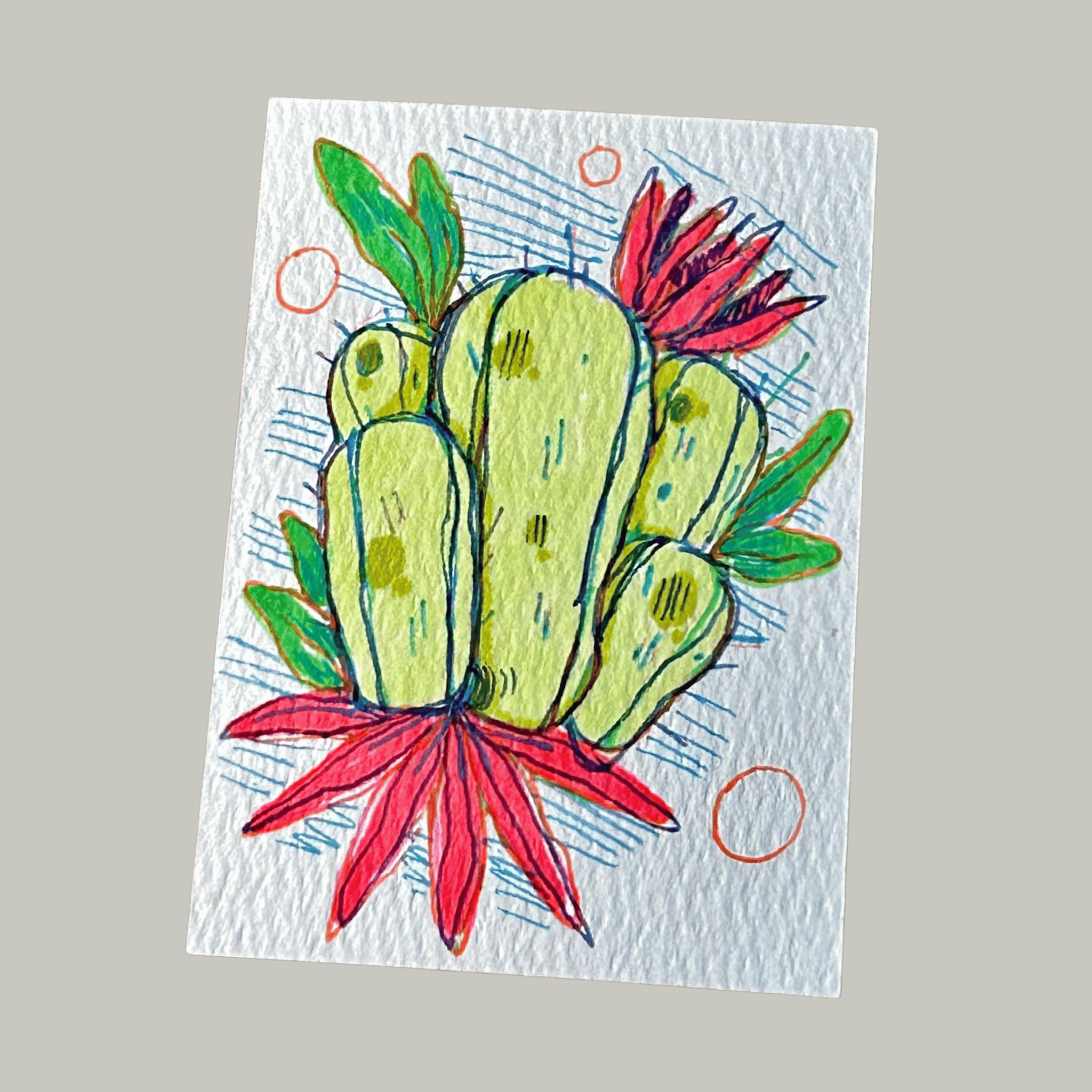 ACEO Miniature Art, original art, Cacti