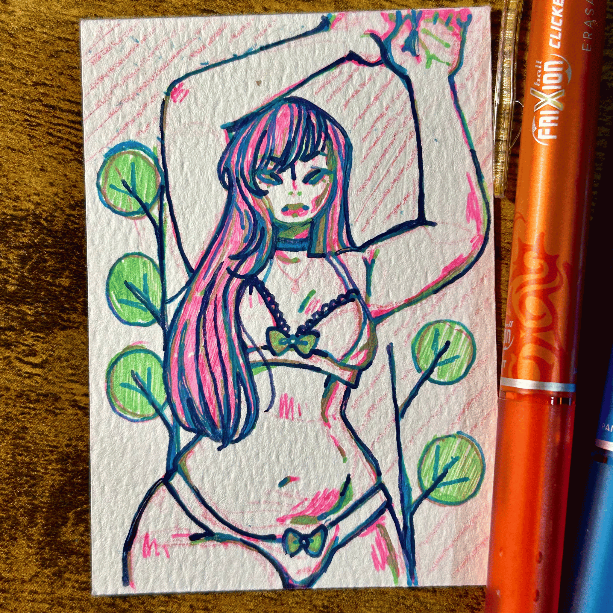 ACEO Miniature Art, original art, Pose