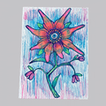 ACEO Miniature Art, original art, Eye Flower