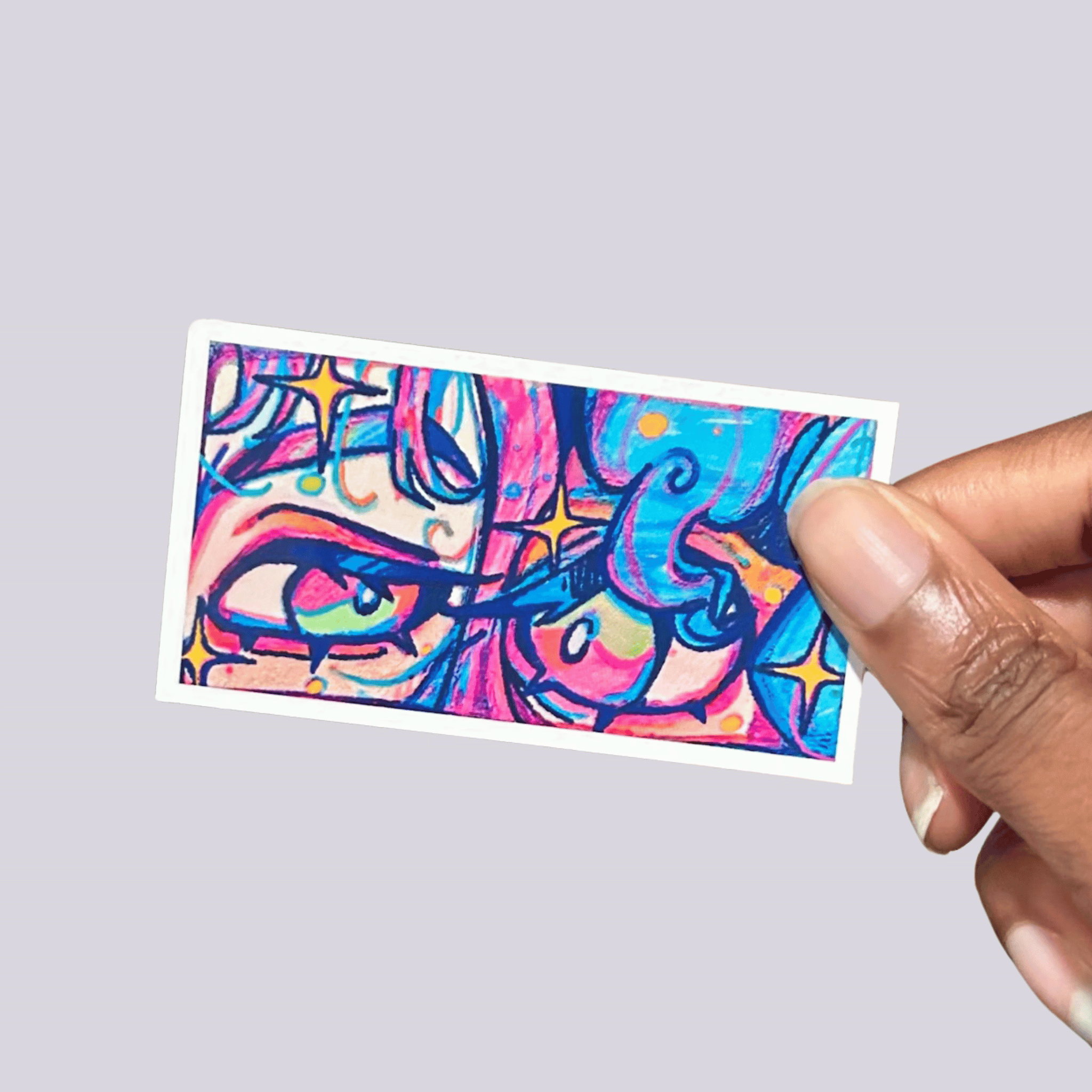 Eye Contact Sticker | Lesbian OC Art, Psychedelic Illustration