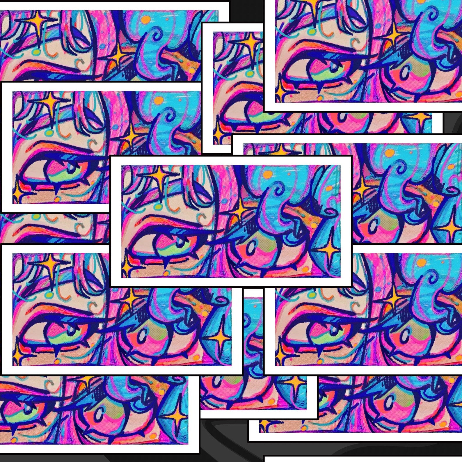 Eye Contact Sticker | Lesbian OC Art, Psychedelic Illustration